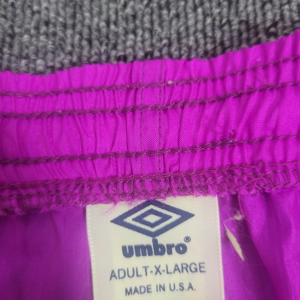 Umbro XL Nylon Athletic Shorts Mens Purple Teal Vintage 90s Made in USA U2960 - Picture 7 of 9